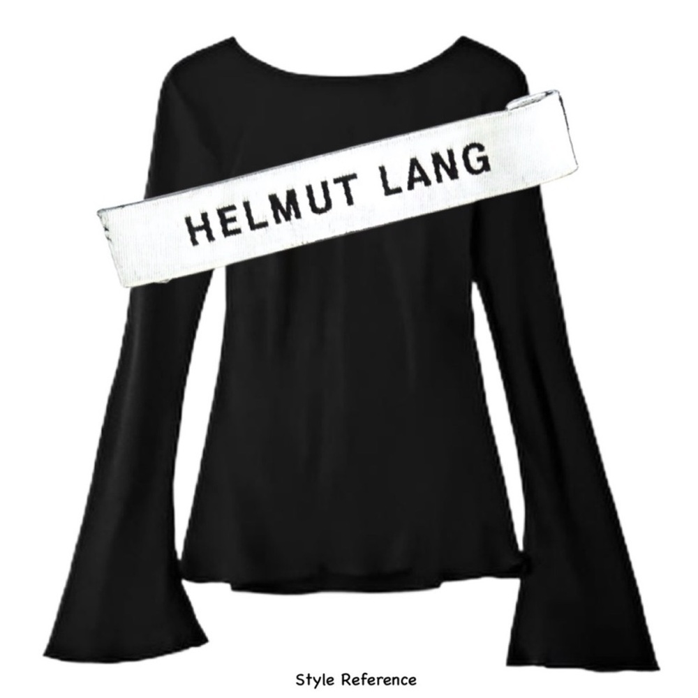 HELMUT LANG Black Flared Long Sleeve Modal Jersey Pullover Top size L